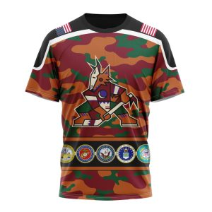 Personalized NHL Arizona Coyotes With Camo Team Color And Military Force Logo Unisex Tshirt TS4685