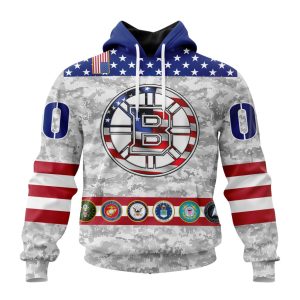 Personalized NHL Boston Bruins Armed Forces Appreciation Unisex Pullover Hoodie