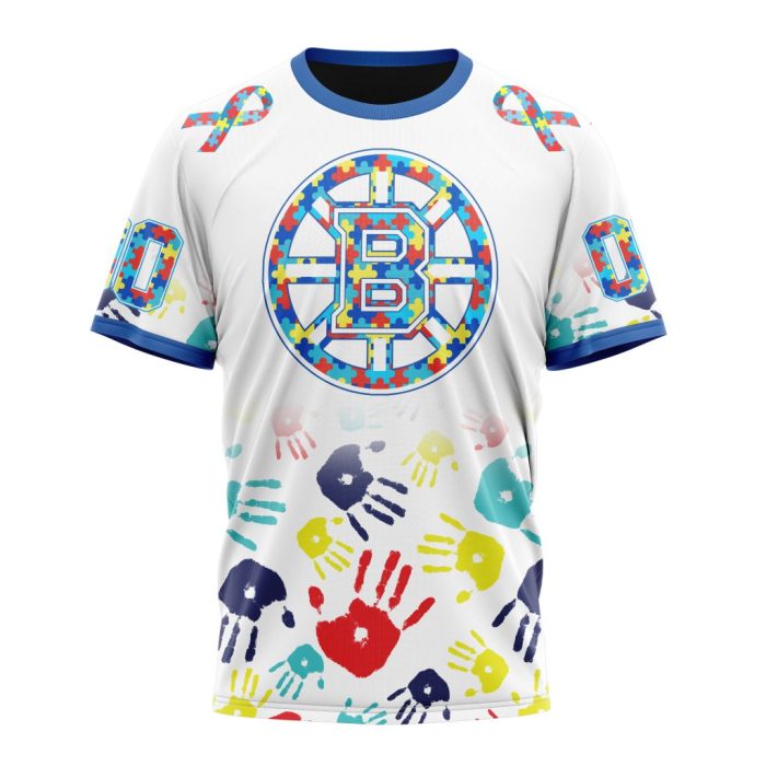Personalized NHL Boston Bruins Autism Awareness Hands Design Unisex Tshirt TS4691