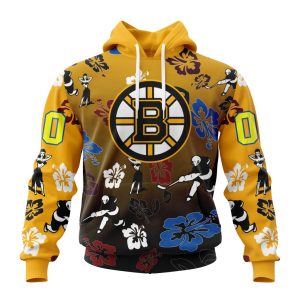 Personalized NHL Boston Bruins Hawaiian Style Design For Fans Unisex Pullover Hoodie