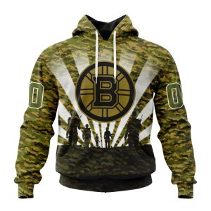 Personalized NHL Boston Bruins Military Camo Kits For Veterans Day And Rememberance Day Unisex Pullover Hoodie
