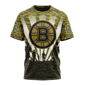 Personalized NHL Boston Bruins Military Camo Kits For Veterans Day And Rememberance Day Unisex Tshirt TS4695