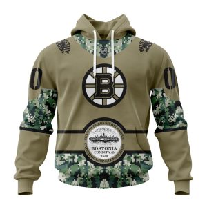 Personalized NHL Boston Bruins Military Camo With City Or State Flag Unisex Pullover Hoodie