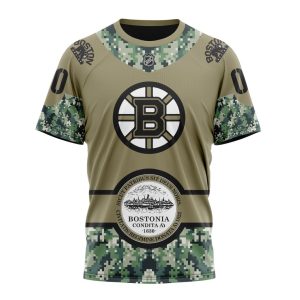 Personalized NHL Boston Bruins Military Camo With City Or State Flag Unisex Tshirt TS4696