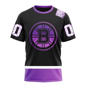 Personalized NHL Boston Bruins Special Black Hockey Fights Cancer Unisex Tshirt TS4698