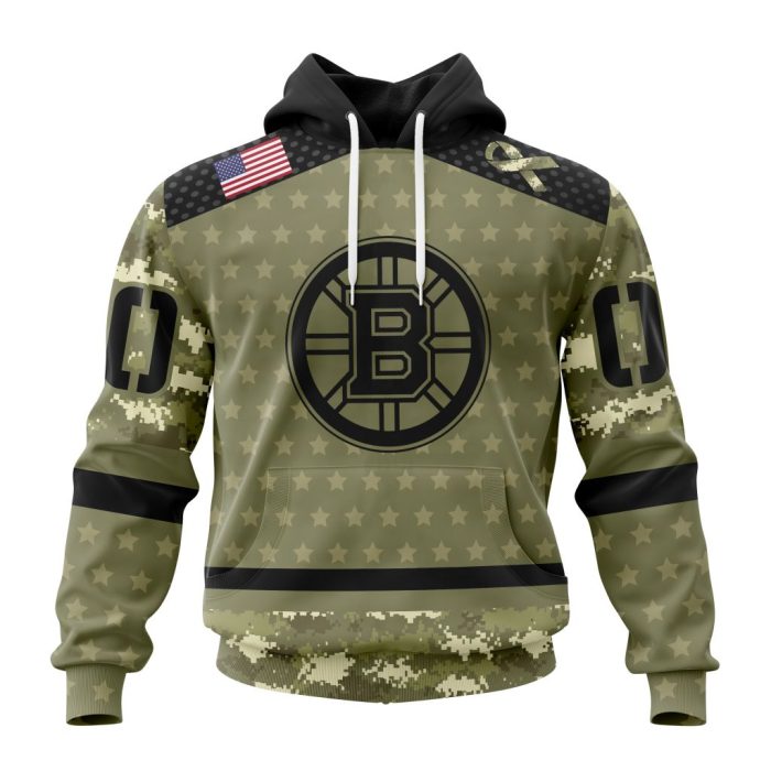 Personalized NHL Boston Bruins Special Camo Military Appreciation Unisex Pullover Hoodie