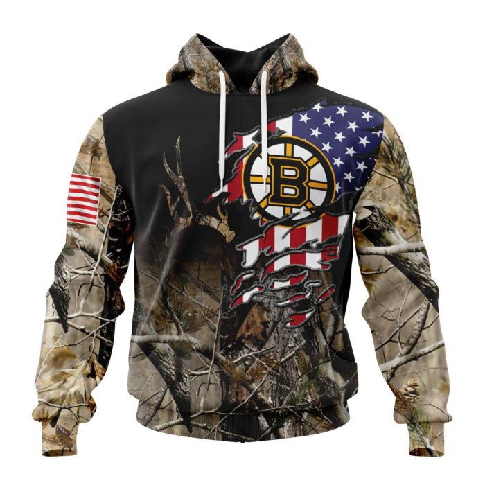 Personalized NHL Boston Bruins Special Camo Realtree Hunting Unisex Pullover Hoodie