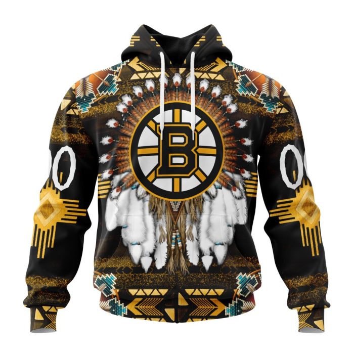 Personalized NHL Boston Bruins Special Native Costume Design Unisex Pullover Hoodie