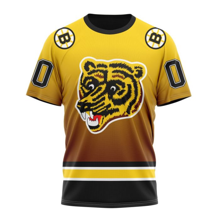 Personalized NHL Boston Bruins Special Retro Gradient Design Unisex Tshirt TS4714