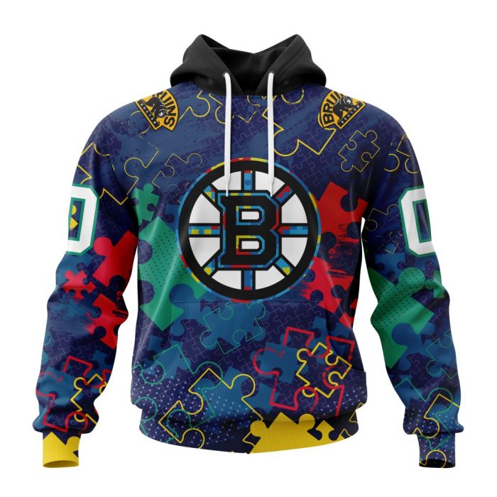 Personalized NHL Boston Bruins Specialized Fearless Against Autism Unisex Pullover Hoodie