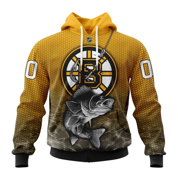 Personalized NHL Boston Bruins Specialized Fishing Style Unisex Pullover Hoodie