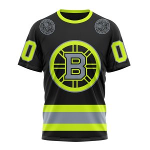 Personalized NHL Boston Bruins Specialized Unisex Kits With FireFighter Uniforms Color Unisex Tshirt TS4735