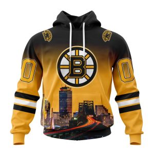 Personalized NHL Boston Bruins With Cityscape Unisex Pullover Hoodie