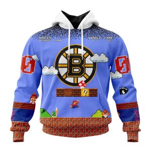 Personalized NHL Boston Bruins With Super Mario Game Design Unisex Pullover Hoodie