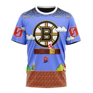 Personalized NHL Boston Bruins With Super Mario Game Design Unisex Tshirt TS4745