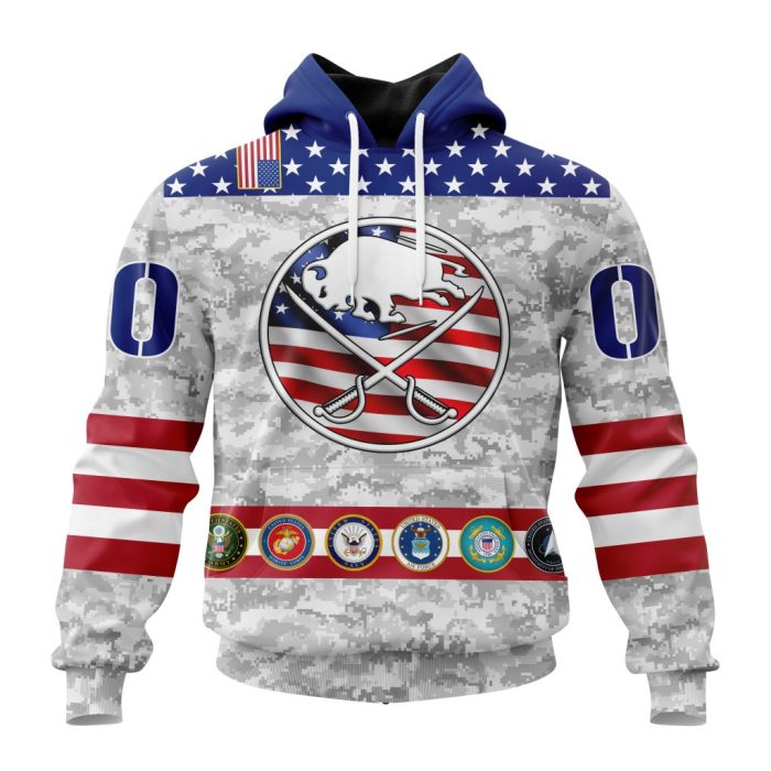 Personalized NHL Buffalo Sabres Armed Forces Appreciation Unisex Pullover Hoodie