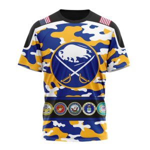 Personalized NHL Buffalo Sabres With Camo Team Color And Military Force Logo Unisex Tshirt TS4802