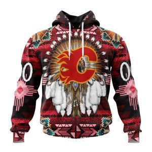 Personalized NHL Calgary Flames Special Native Costume Design Unisex Pullover Hoodie