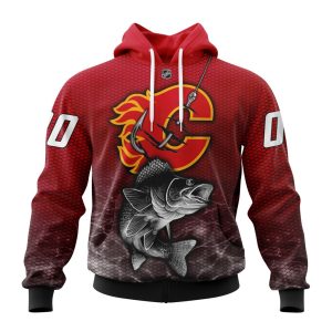 Personalized NHL Calgary Flames Specialized Fishing Style Unisex Pullover Hoodie