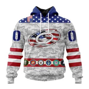 Personalized NHL Carolina Hurricanes Armed Forces Appreciation Unisex Pullover Hoodie