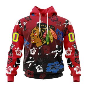 Personalized NHL Chicago BlackHawks Hawaiian Style Design For Fans Unisex Pullover Hoodie
