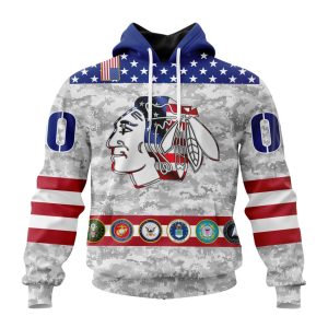 Personalized NHL Chicago Blackhawks Armed Forces Appreciation Unisex Pullover Hoodie