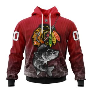 Personalized NHL Chicago Blackhawks Specialized Fishing Style Unisex Pullover Hoodie