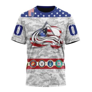 Personalized NHL Colorado Avalanche Armed Forces Appreciation Unisex Tshirt TS4983