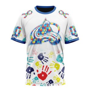 Personalized NHL Colorado Avalanche Autism Awareness Hands Design Unisex Tshirt TS4985