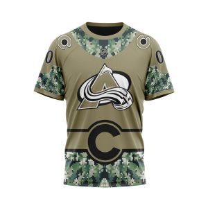 Personalized NHL Colorado Avalanche Military Camo With City Or State Flag Unisex Tshirt TS4992