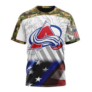 Personalized NHL Colorado Avalanche Specialized Design With Our America Eagle Flag Unisex Tshirt TS5019