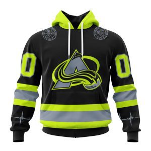 Personalized NHL Colorado Avalanche Specialized Unisex Kits With FireFighter Uniforms Color Unisex Pullover Hoodie