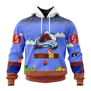 Personalized NHL Colorado Avalanche With Super Mario Game Design Unisex Pullover Hoodie