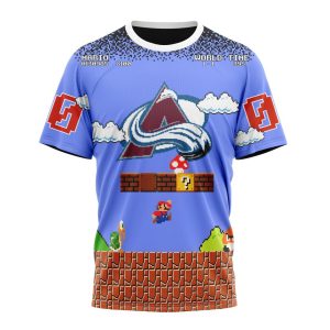 Personalized NHL Colorado Avalanche With Super Mario Game Design Unisex Tshirt TS5039