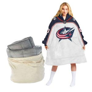 Personalized NHL Columbus Blue Jacket Retro Concepts Oodie Blanket Hoodie Wearable Blanket