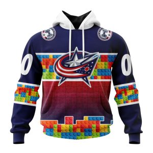 Personalized NHL Columbus Blue Jackets Autism Awareness Design Unisex Hoodie