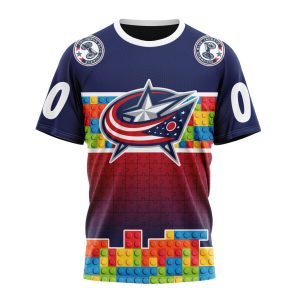 Personalized NHL Columbus Blue Jackets Autism Awareness Design Unisex Tshirt TS5043