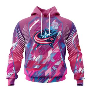 Personalized NHL Columbus Blue Jackets I Pink I Can! Fearless Again Breast Cancer Unisex Pullover Hoodie