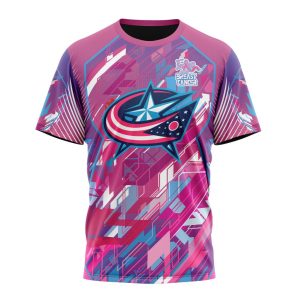 Personalized NHL Columbus Blue Jackets I Pink I Can! Fearless Again Breast Cancer Unisex Tshirt TS5047