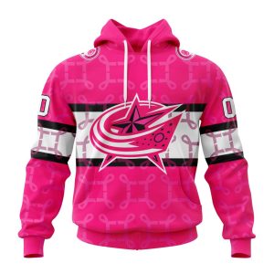 Personalized NHL Columbus Blue Jackets I Pink I Can! In October We Wear Pink Breast Cancer Unisex Pullover Hoodie
