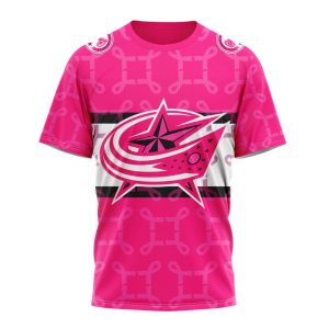 Personalized NHL Columbus Blue Jackets I Pink I Can! In October We Wear Pink Breast Cancer Unisex Tshirt TS5048