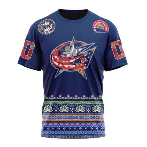 Personalized NHL Columbus Blue Jackets Jersey Hockey For All Diwali Festival Unisex Tshirt TS5049