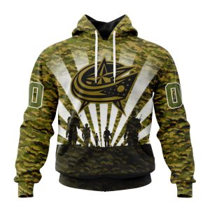 Personalized NHL Columbus Blue Jackets Military Camo Kits For Veterans Day And Rememberance Day Unisex Pullover Hoodie