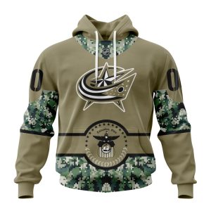 Personalized NHL Columbus Blue Jackets Military Camo With City Or State Flag Unisex Pullover Hoodie