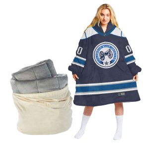 Personalized NHL Columbus Blue Jackets Retro Classic Oodie Blanket Hoodie Wearable Blanket