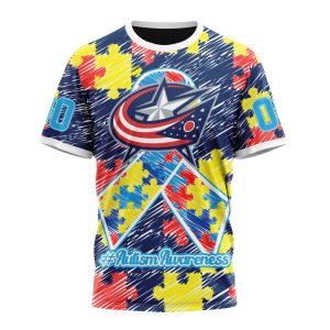 Personalized NHL Columbus Blue Jackets Special Autism Awareness Month Unisex Tshirt TS5052