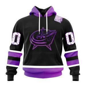 Personalized NHL Columbus Blue Jackets Special Black Hockey Fights Cancer Unisex Pullover Hoodie