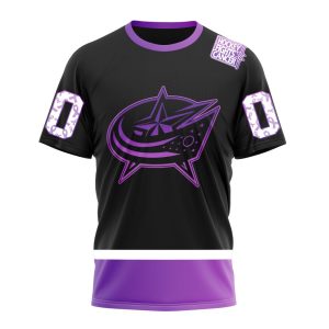 Personalized NHL Columbus Blue Jackets Special Black Hockey Fights Cancer Unisex Tshirt TS5053
