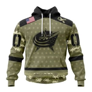 Personalized NHL Columbus Blue Jackets Special Camo Military Appreciation Unisex Pullover Hoodie