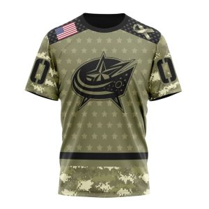 Personalized NHL Columbus Blue Jackets Special Camo Military Appreciation Unisex Tshirt TS5055